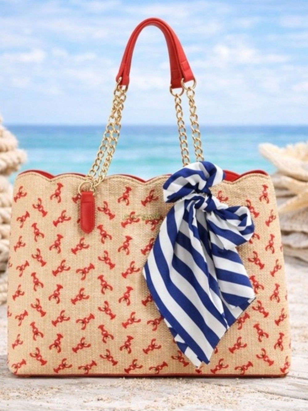Viral Bestsey Johnson Embroidered Lobster Tote - Picture 2 of 3